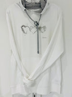 Black & White Watercolor Hearts Gray Hooded